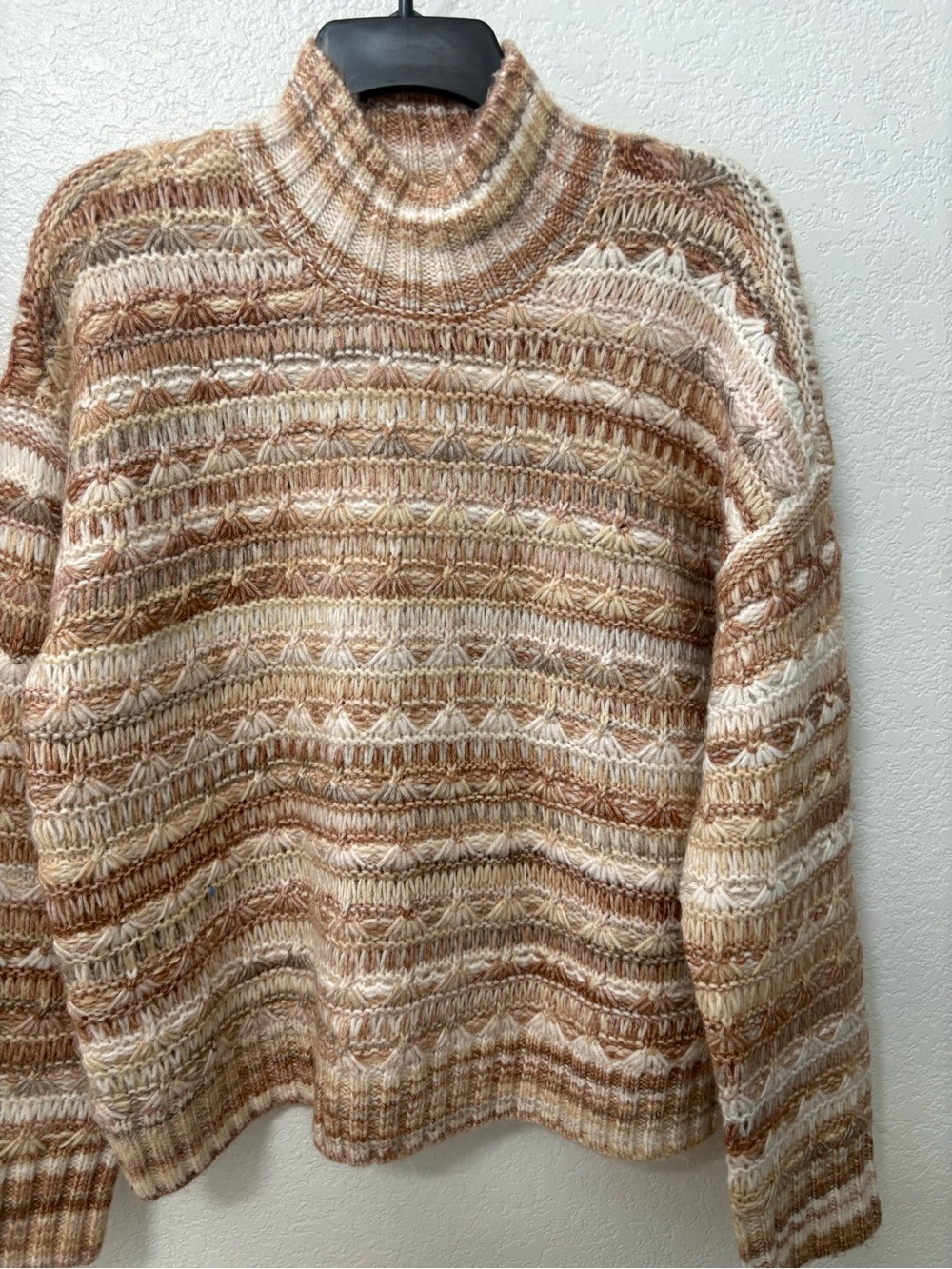 St. John's Bay Cream and Light Brown Knit Sweater
